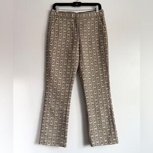 Tory Burch Luxury Gemini Link Jacquard Slim Pants Neutral Gold Office Sz 4